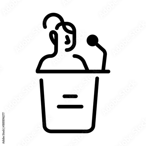 A linear style icon representing presenter