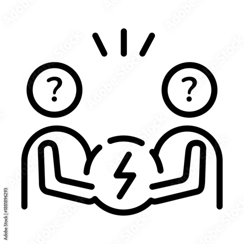 An outline style icon depicting conflict