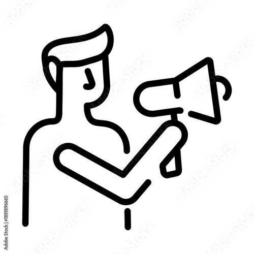 An outline icon depicting influencer marketing