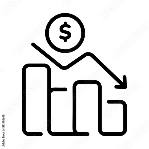 A linear icon showing business loss