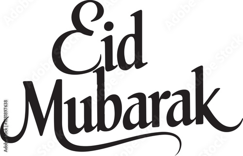 Eid Mubarak Greeting Isolated on White Background