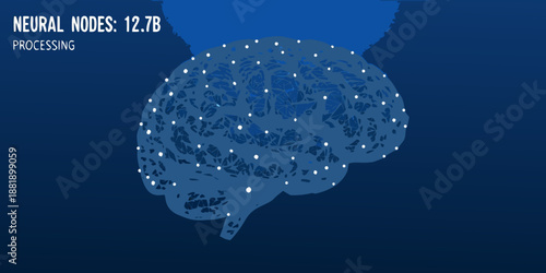 A digital brain representation showcasing neural networks and processing capabilities