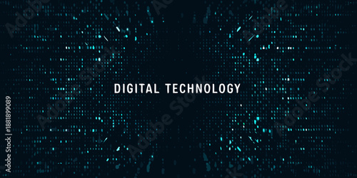 Abstract digital technology background with flowing code and data streams