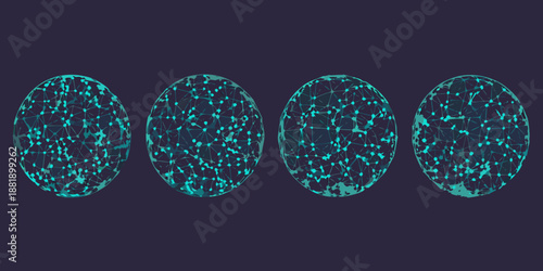 Abstract representation of evolving neural networks inside oval shaped structures