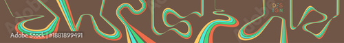 Wallpaper Mural A retro 1970s-style background. Colorful lines. Abstract, dynamic curved ribbons. Cover design template. Vector illustration for brochure, planner, notebook or notepad. Torontodigital.ca