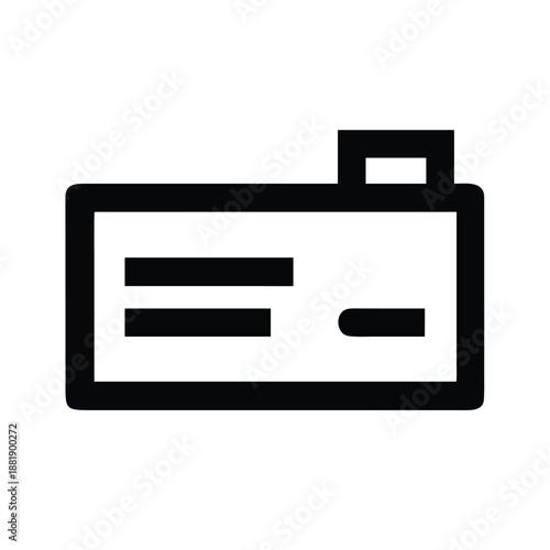 Minimalist bank cheque icon on white background vector illustration