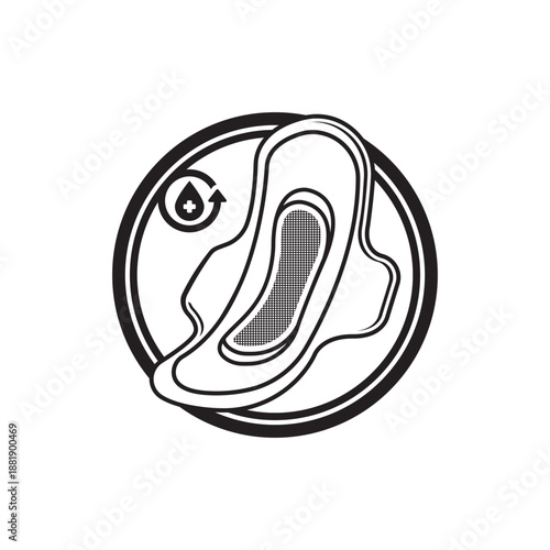 Feminine hygiene pad icon isolated on white background