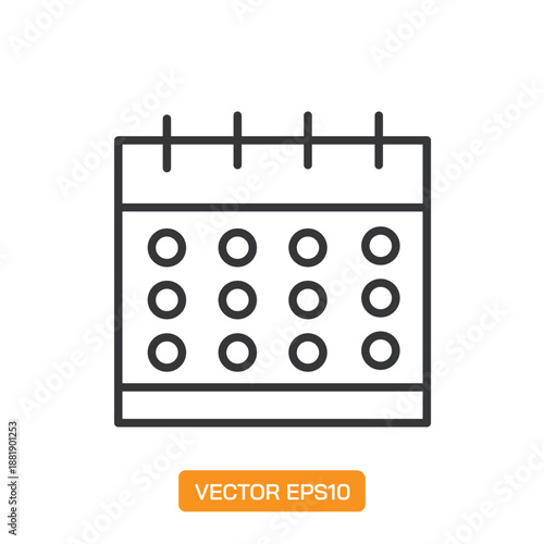 Calendar Icons. Thin Line Symbol Elements Collection.