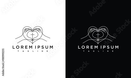 Dual heart-shaped logos on contrasting backgrounds symbolizing love and duality