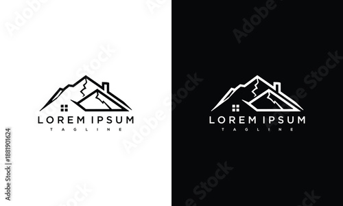 Modern House Logo Design Template on White and Black Backgrounds
