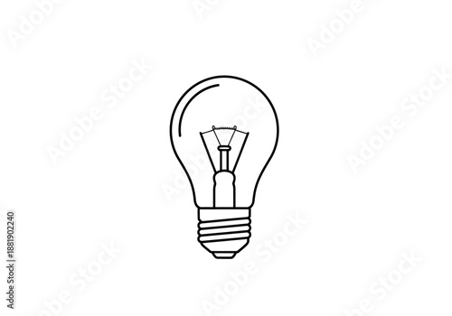 Black outline drawing of a standard incandescent light bulb on a white background