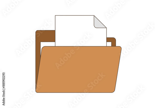Open manila folder with a single white document protruding from the top