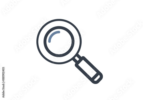 Stylized icon of a magnifying glass with a blue highlight on the lens