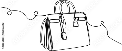 Continuous one line drawing of elegant women handbag, fashion and shopping concept