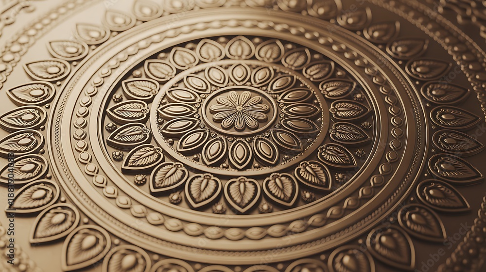Obraz premium Intricate metal medallion with floral design