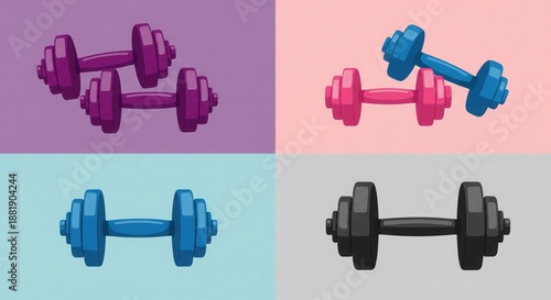 A Symphony of Weights: A vibrant array of dumbbells, each in a unique hue, showcasing the diversity and energy of fitness culture.