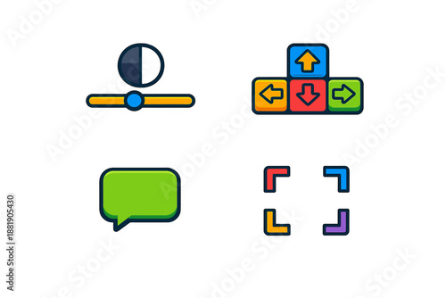 Settings and controls for digital applications with icons for