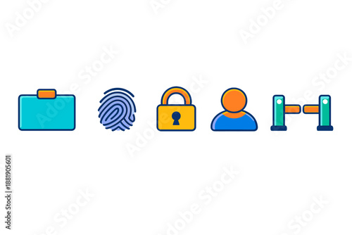 Icons representing security identity and access control for digital