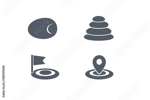 Different symbols representing nature location and elements commonly