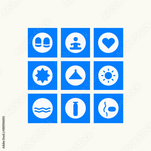 Holistic Wellness and Self-Care Icon Collection with Healthy Lifestyle Symbols, Mindfulness Elements, and Spa Relaxation Graphics