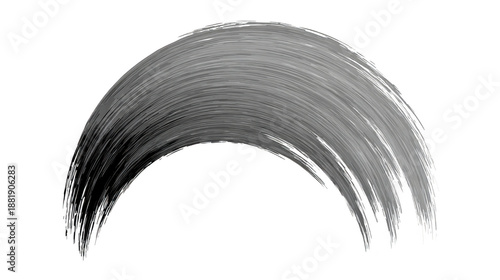 Gray brush stroke abstract curved paint isolated on transparent background artistic design element modern texture creative decoration dynamic movement expressive style