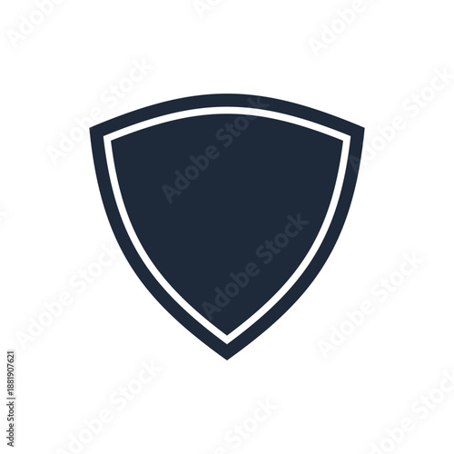 A shield icon with a white outline is centered on a plain background