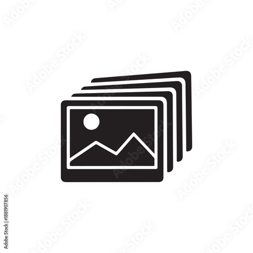 a stack of image gallery icons in a clean modern black and white style silhouette