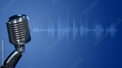 Wallpaper Mural podcast microphone with audio waveform for banner background with copy space Torontodigital.ca