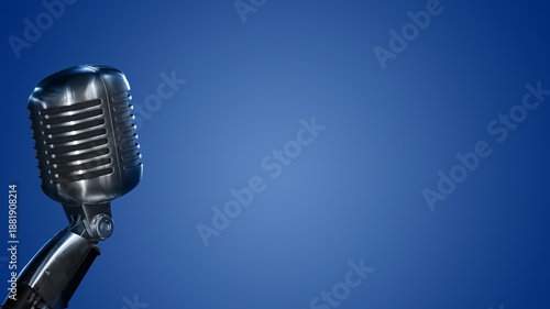 Wallpaper Mural retro microphone isolated on blue banner background for podcast website design Torontodigital.ca