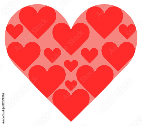 Flat vector heart filled with small hearts, minimalist Valentine's Day and love concept illustration