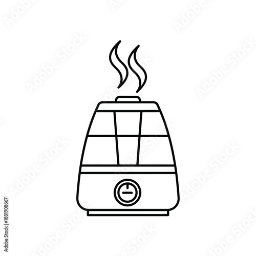 Vector illustration icon a line drawing of a humidifier with steam rising from the top