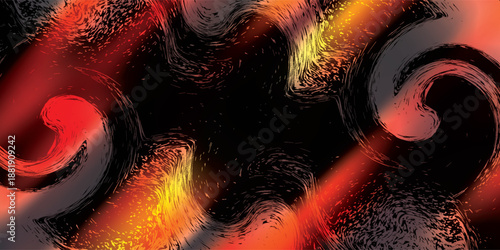 Abstract colorful background with visual wave oil blot on black, 3d rendering computer generating