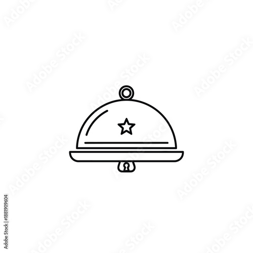 Vector illustration icon a simple line drawing of a covered serving dish with a star on the lid
