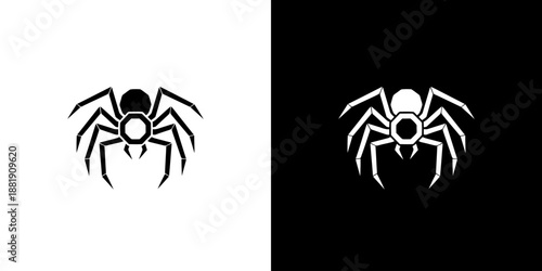 Black and white spider icons on contrasting backgrounds.