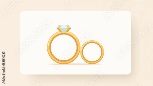 Two golden rings, one with a diamond, symbolizing commitment