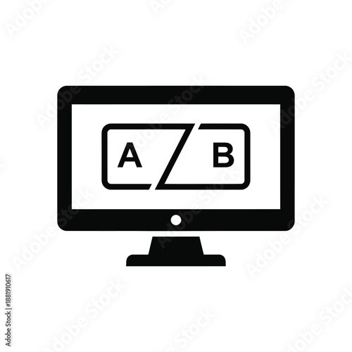 Vector illustration icon split screen on computer monitor with a and b sections