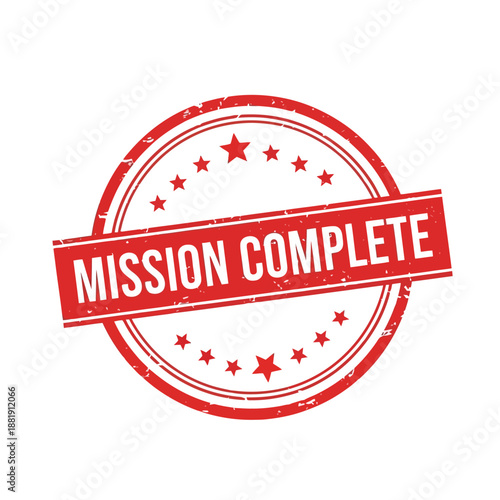 Vector illustration icon red mission complete stamp with stars