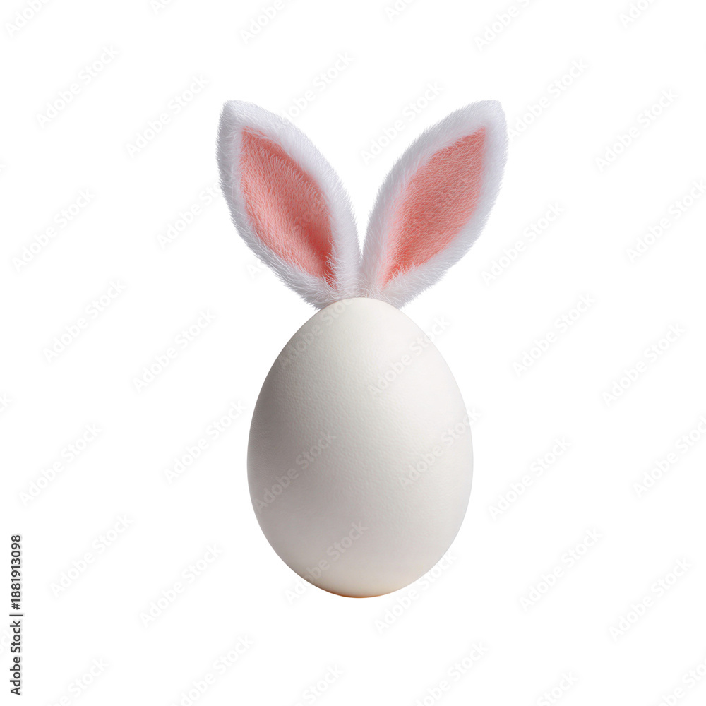 Obraz premium Cute Easter Egg with Bunny Ears Decoration Clipart PNG Element
