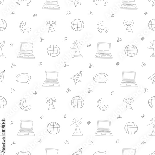 communication icon seamless pattern in hand drawn style pattern background