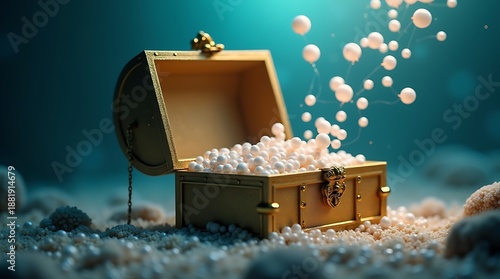 Wallpaper Mural Sunken Opulence: An ultra-detailed 8K scene of jewelry floating in the deep sea. Torontodigital.ca