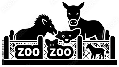 Zoo animals gathering around fence