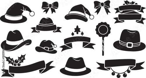 Black Silhouette Party Hats and Ribbons for Celebrations