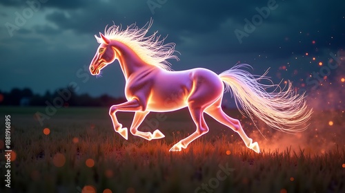 Wallpaper Mural Chromatic Velocity: An ultra-detailed 32k post-processed image of a horse running through a vibrant field. Torontodigital.ca