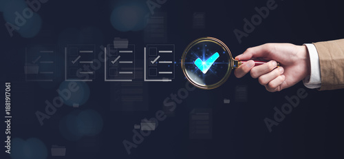 Accountant showing office document auditing concept ,plan review process and assess correctness ,Management of important document storage of organization ,document system ,accountant Audit documents