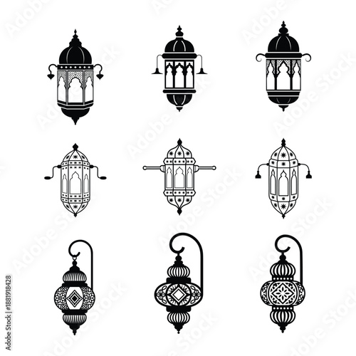Islamic lanterns in various traditional designs