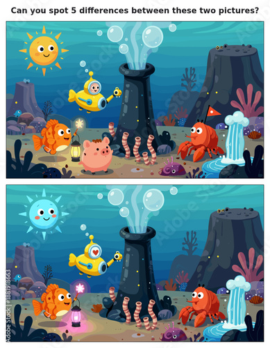 Spot the Difference Kids Activity Sheet – Fun Puzzles & Brain Teasers for Children | Educational Games & Challenges