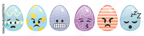 Easter egg avatar set featuring sick, angry, and surprised face emojis