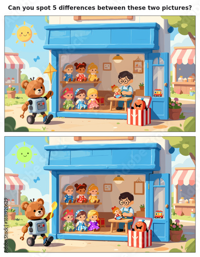 spot the difference, kids activity, fun games, puzzles for kids, educational activity, brain teaser, difference game, coloring pages, coloring books, book cover, kdp, kdp interior, kids challenges, le