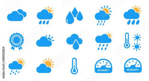 Collection of Weather Icons Representing Different Forecasts.