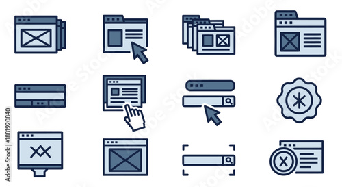 Collection of Web Browser and User Interface Icons.